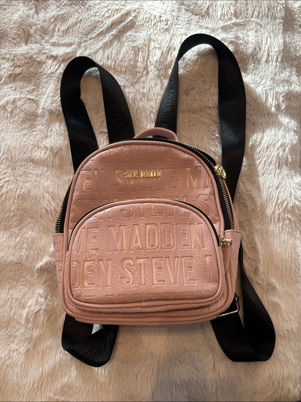Steve Madden Blush Pink Embossed Mini Backpack